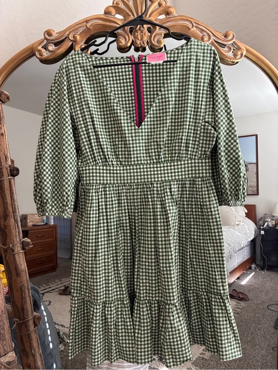 kate spade Dresses & Skirts - kate spade Green Gingham V-Neck Tiered Dress